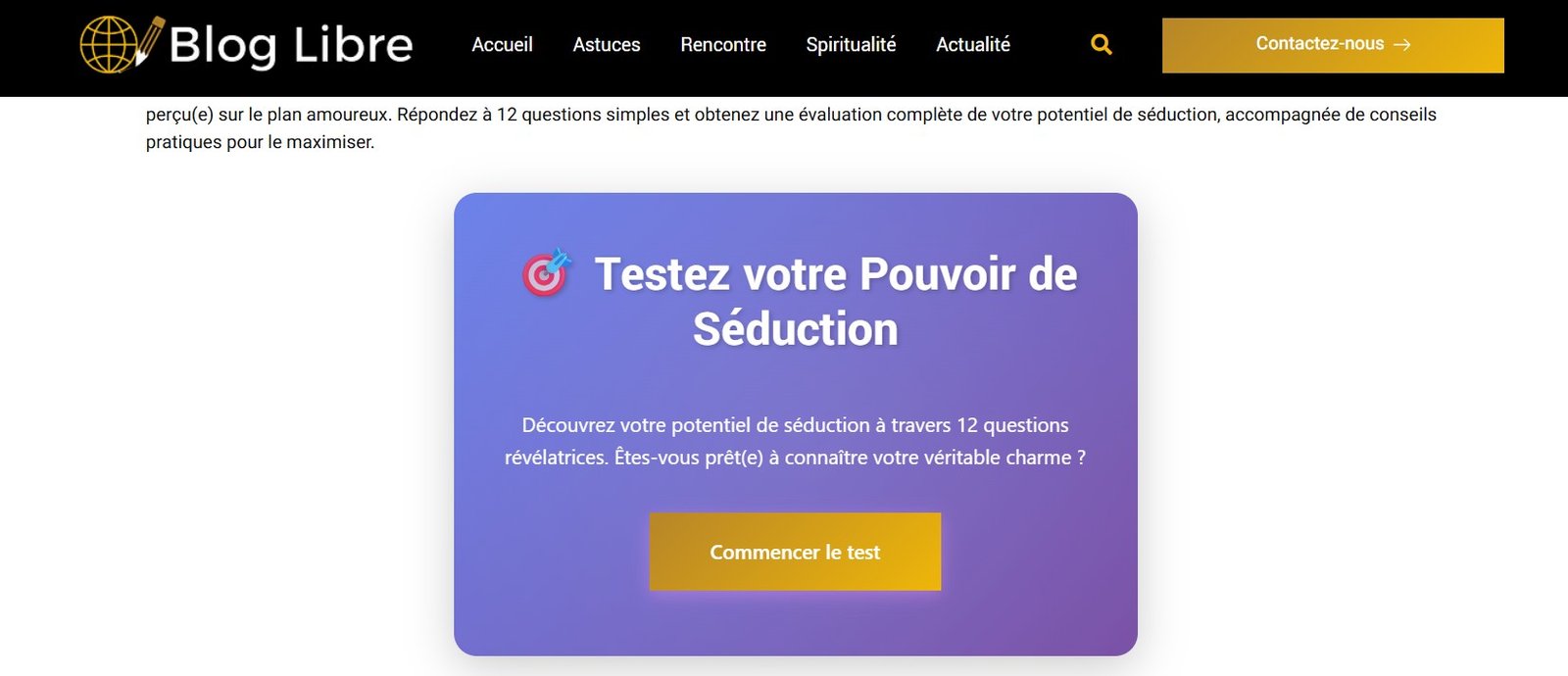 Test de séduction sur blog-libre.net